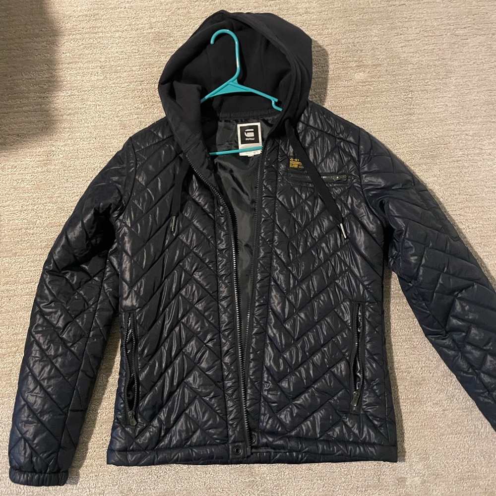 G STAR RAW Men’s Lightweight Quilted Jacket with Hoodie